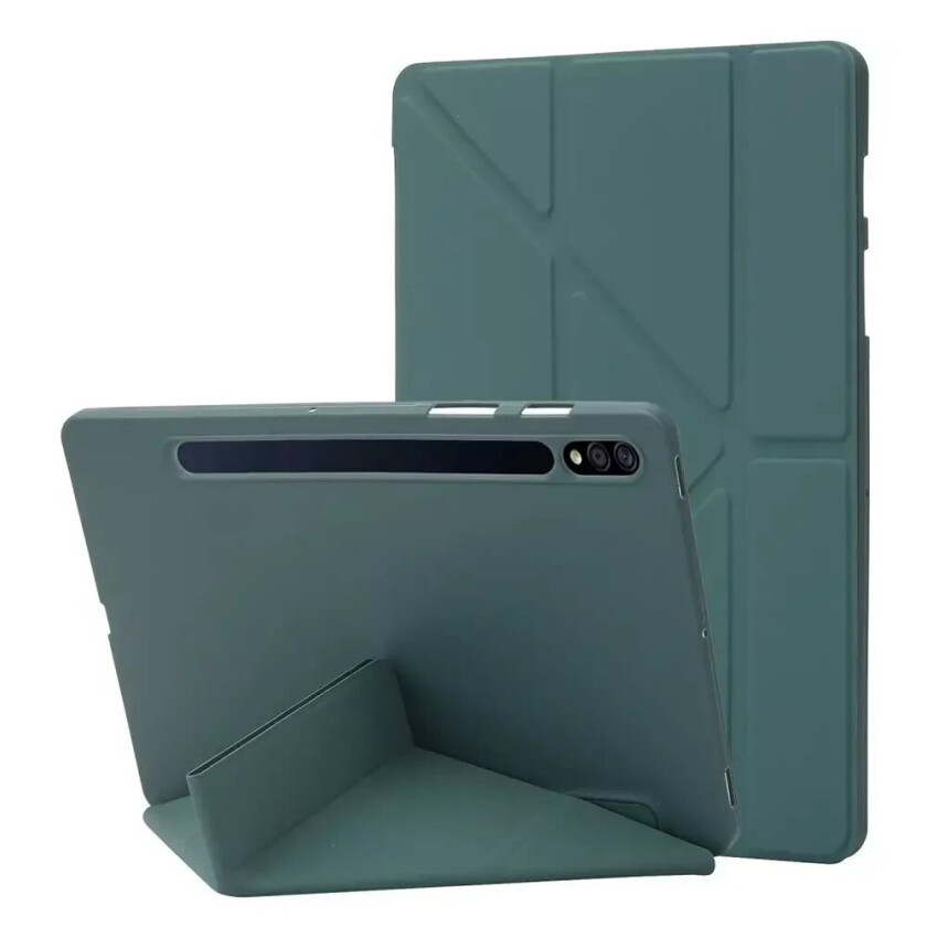 Samsung Galaxy Tab S8 Plus / S7 Plus 12.4" Origami Flip Deksel - Kunstskinn - Grønn