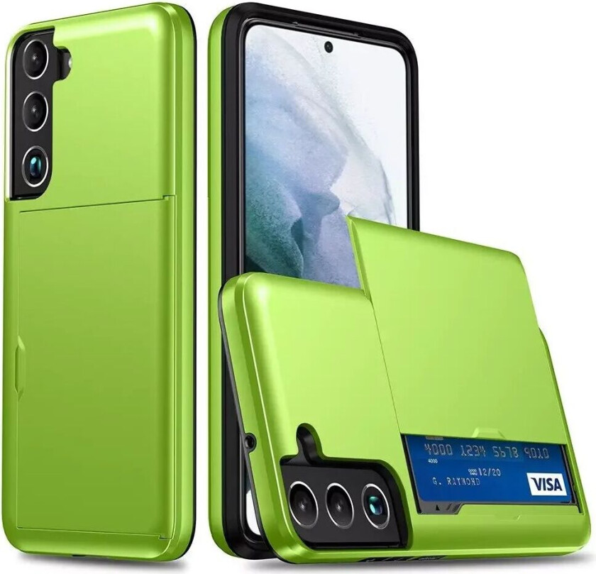 Samsung Galaxy S22 Hybrid Plast Bak Håndverker Deksel med kortholder - Grønn