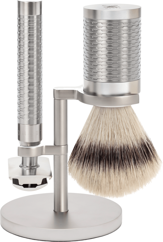 Mühle ROCCA Shaving Set Silvertip Fibre Stainless Steel Silver Matt