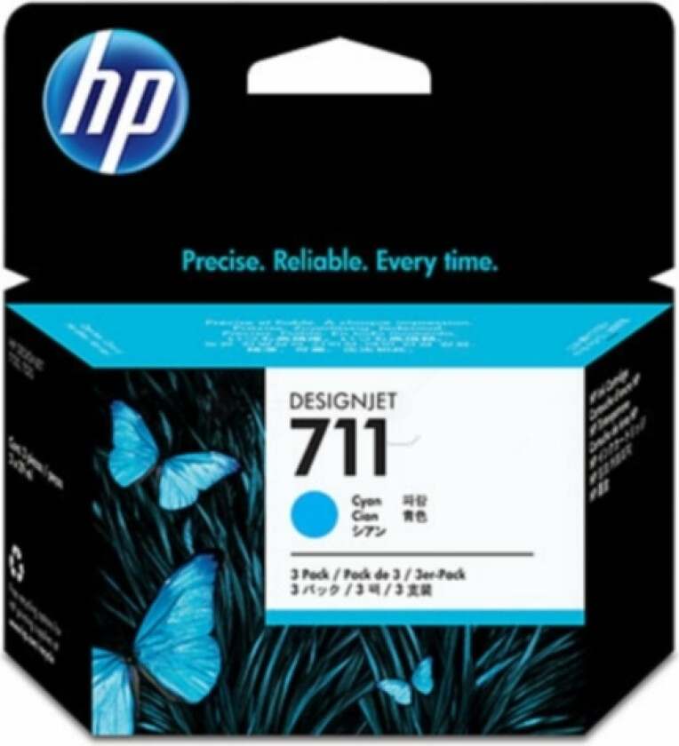 Hp Blekk Cyan 711, 29ml - Dj T120 - 3-pack