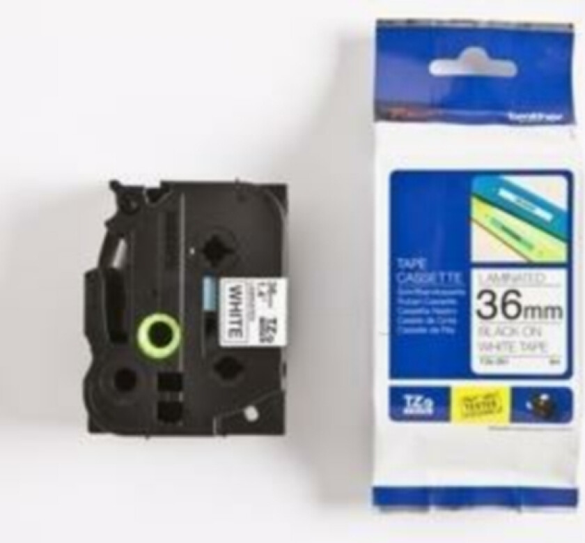 Tape 36mm Tze-261 Svart/hvit