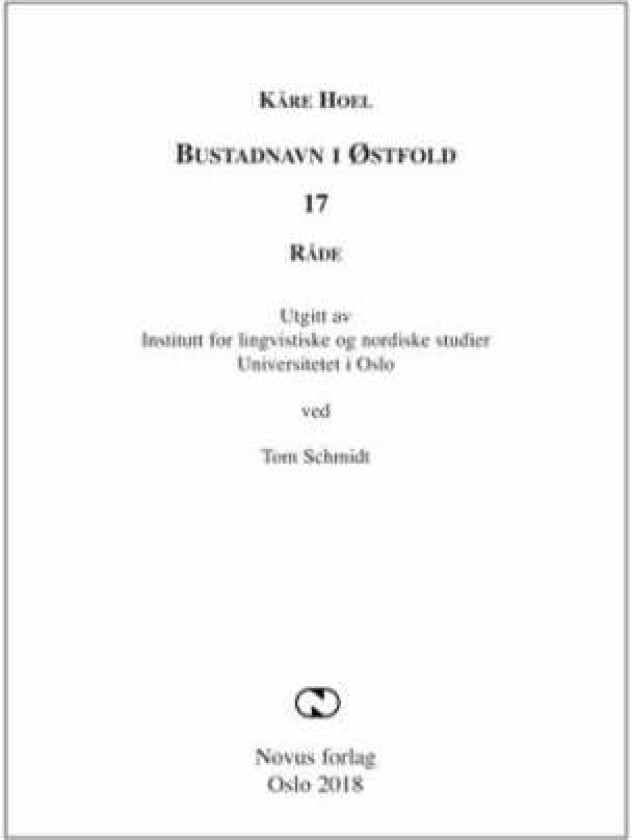 Bustadnavn i Østfold av Kåre Hoel