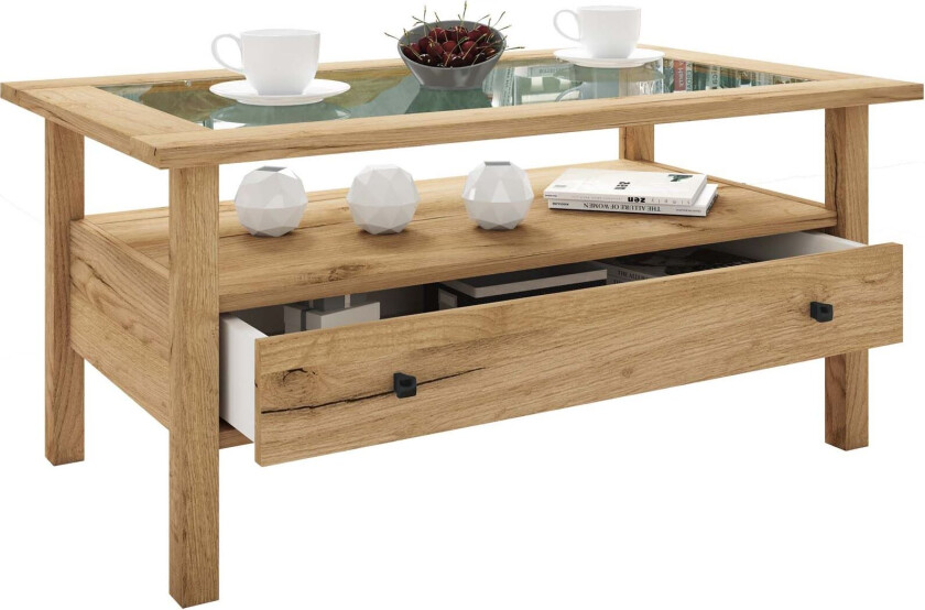 LingisL sofabord 1 skuff 1 hylle eik dekor.