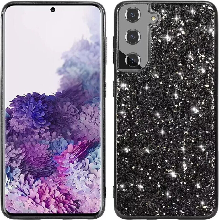 Samsung Galaxy S21 FE (5G) Plastikk Deksel m. Glitter - Svart