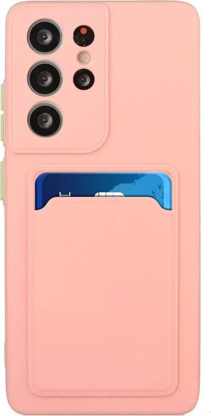 Samsung Galaxy S23 Fleksibelt Plastdeksel med Kortholder - Pink