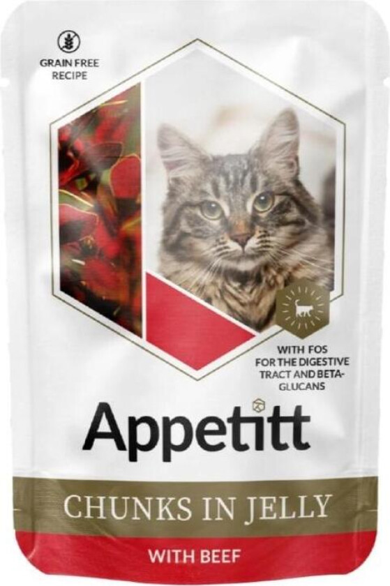 Storfekjøtt i gele våtfôr til katt 85 g