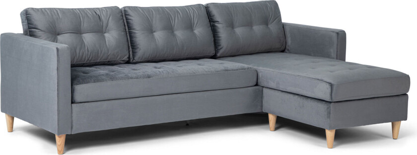 Marino sofa BA3, sjeselongsofa høyre eller venstresnudd i velur grå.