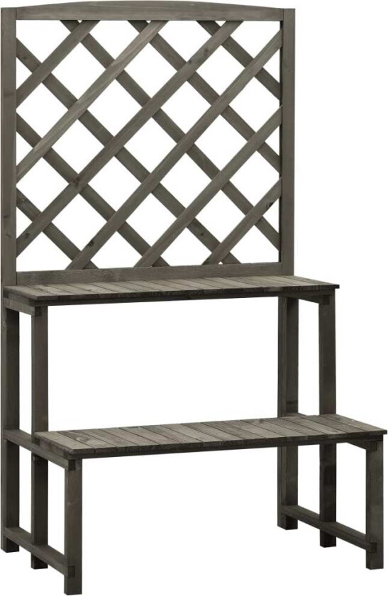 Plantestativ med espalier grå 70x42x120 cm heltre gran
