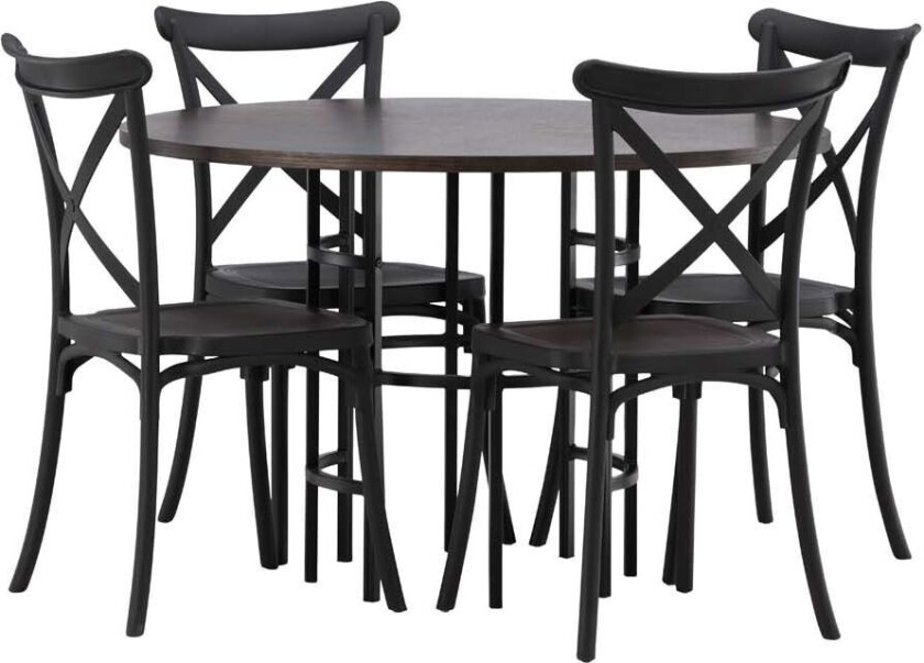 Copenhagen spisegrupper bord mocca og 4 Crosett stoler svart.
