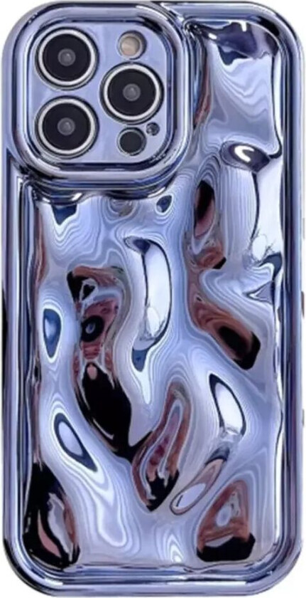 iPhone 15 Pro Fleksibelt Plastdeksel med Ujevn og Skinende Overflate - Blå