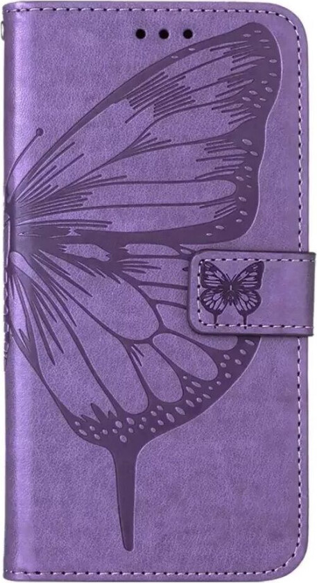 Samsung Galaxy A03 PU Skinn Flip Deksel med Lommebok Sommerfugler & Blomster - Lilla