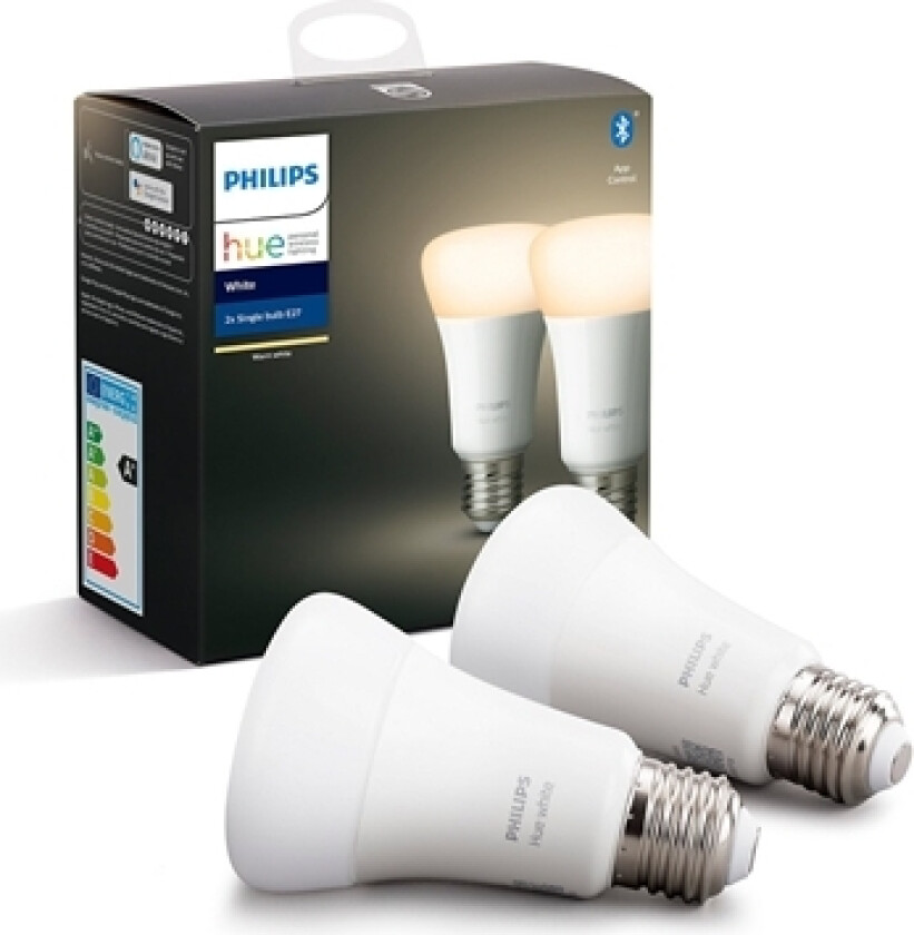 White Smart LED-pære E27 1100 lm 2-pk.
