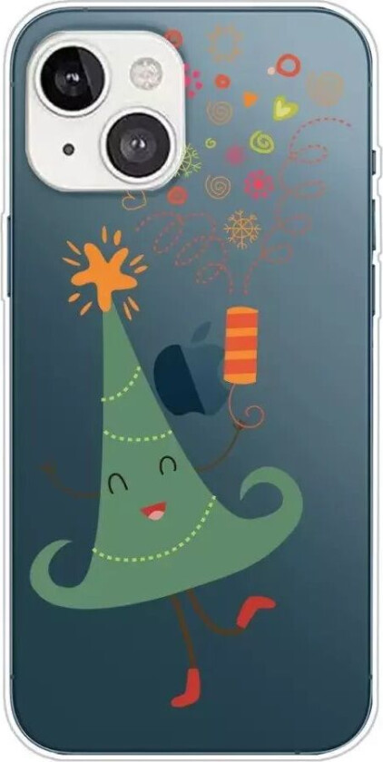iPhone 13 Plast Jul Deksel - Gjennomsiktig - Dansende juletre