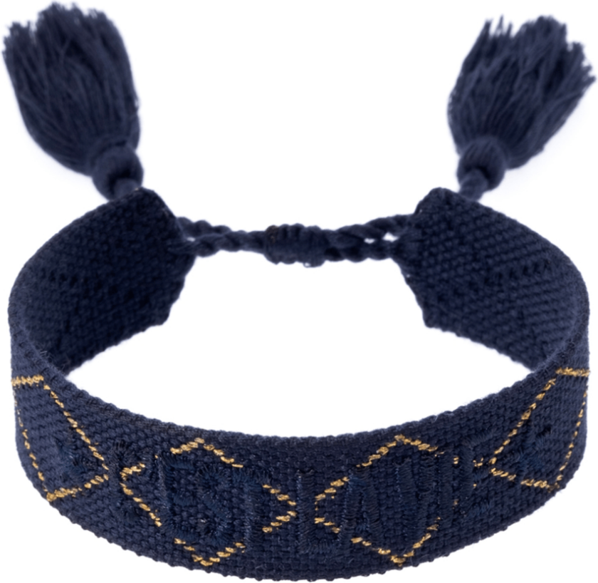 DARK Woven Friendship Bracelet C'est La Vie Navy Blue With Gold