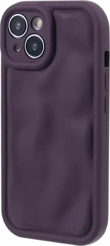 iPhone 15 fleksibelt Plast Deksel med. Bølgedesign - Mat Lilla