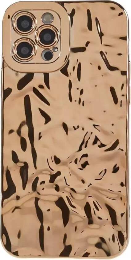 iPhone 12 Pro Glinsende Fleksibel Plast Bakside Deksel - Bølget Design - Gull