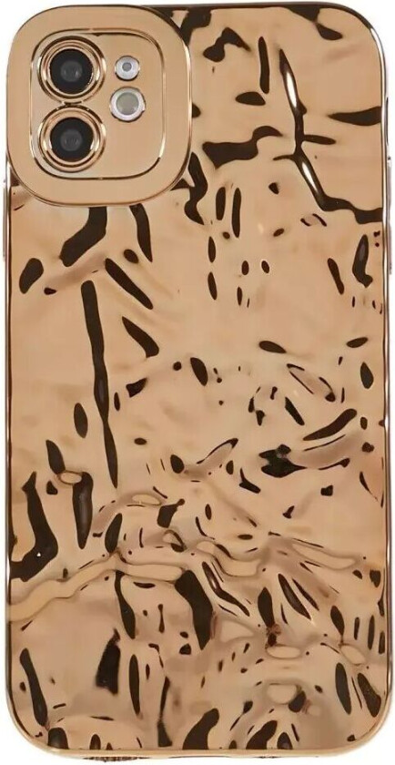 iPhone 12 Glinsende Fleksibel Plast Bakside Deksel - Bølget Design - Gull