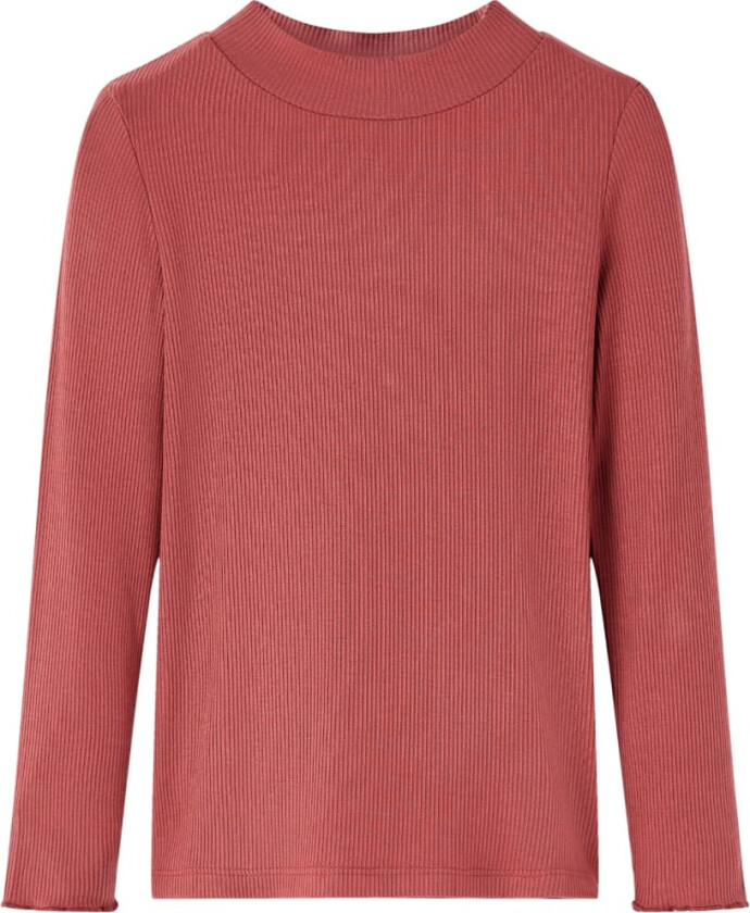 T-skjorte for barn med lange ermer halvhøy hals brent rød 104