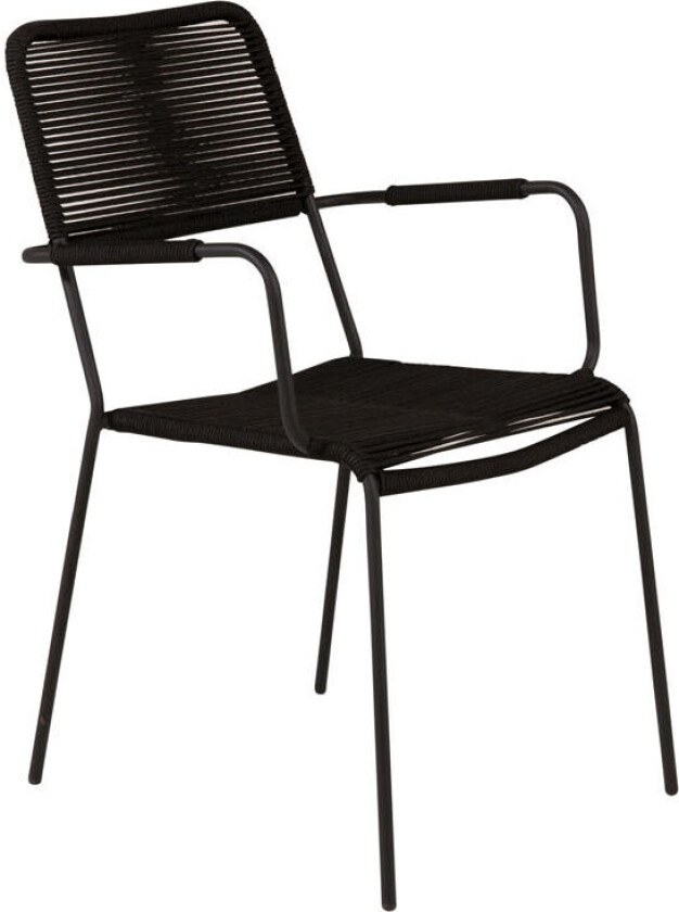 Lindos hagestol med armlen stabelbar svart .