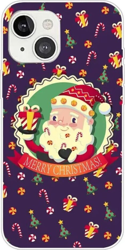 iPhone 15 Fleksibelt Plast Jul Deksel - Merry Christmas - Julenissen og Julegodteri