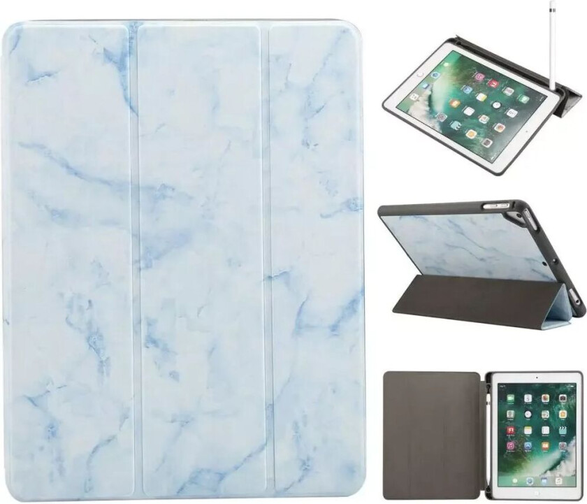 iPad Deksel - Marble Series Total Protection Deksel - Misty Blue