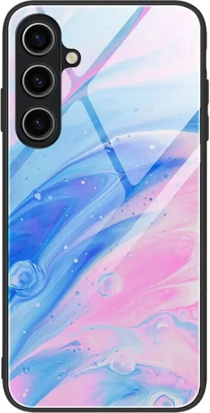 Samsung Galaxy A35 (5G) Deksel m. Glassbakside - Blå / Pink Marmor Mønster