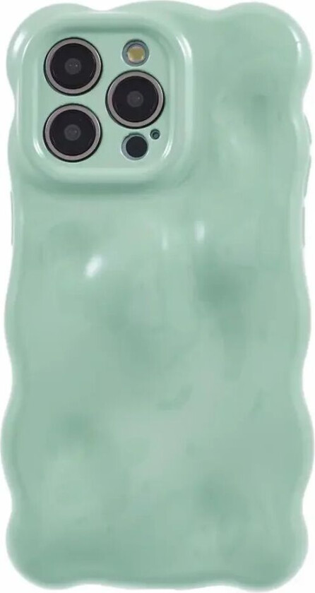 iPhone 15 Pro Fleksibelt Plastdeksel m. Bølget Design - Grønn