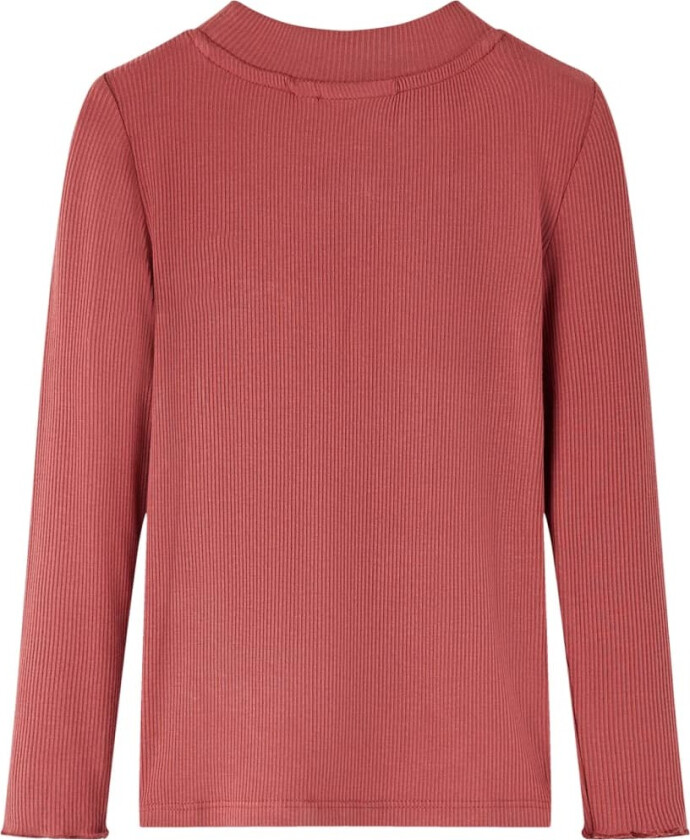 T-skjorte for barn med lange ermer halvhøy hals brent rød 140