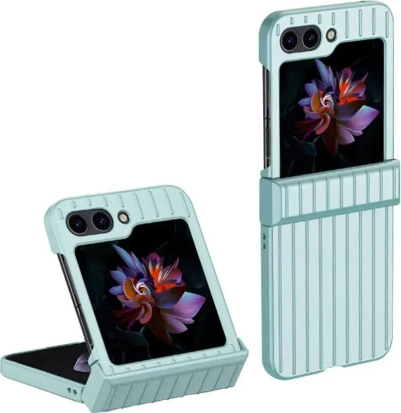 Samsung Galaxy Z Flip5 (5G) Hard Plast Deksel med Stripete Tekstur - Lyse Blå