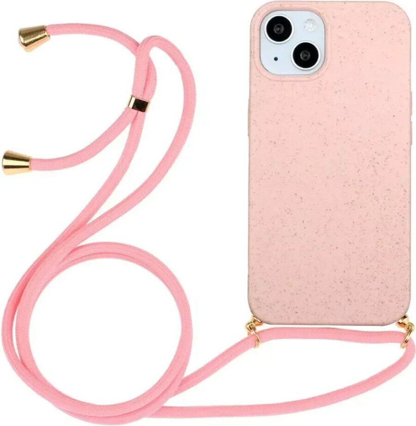 iPhone 15 Plus Fleksibelt Plast Deksel med Snor / Stropp - Rosa
