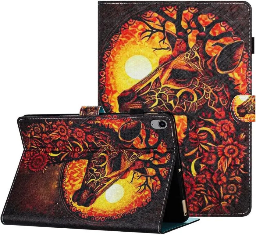 iPad 10.9" ( 2022) Kunstskinn Deksel m. Stativfunksjoner & Kortholder - Sjiraff