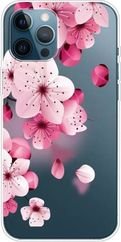 iPhone 13 Pro Fleksibelt Gjennomsiktig Plastisk Bakdeksel - Rosa Blomster