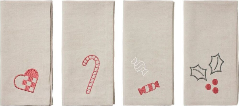 Fryd tøyserviett 45 x 45 cm 4 deler Light warm grey-red