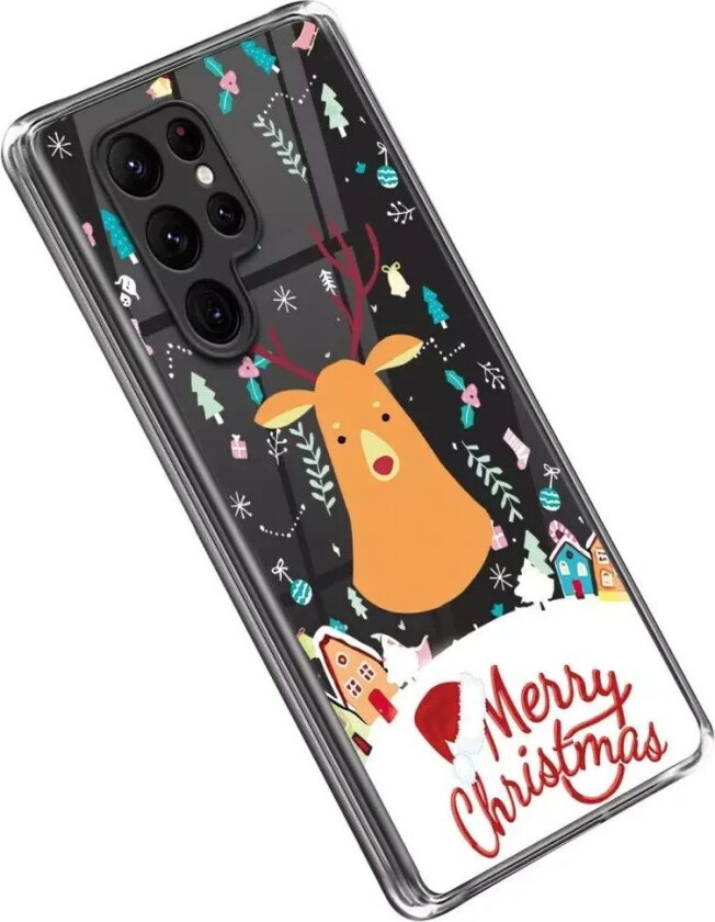 Samsung Galaxy S22 Ultra TPU Plast Jul Deksel - Merry Christmas - Reinsdyr