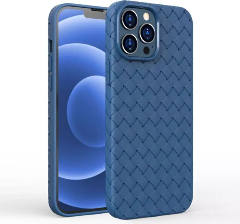 iPhone 15 Plus Fleksibelt Plastdeksel - Flettet Design - Blå