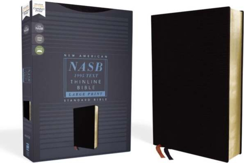 NASB, Thinline Bible, Large Print, Bonded Leather, Black, Red Letter, 1995 Text, Comfort Print av Zondervan