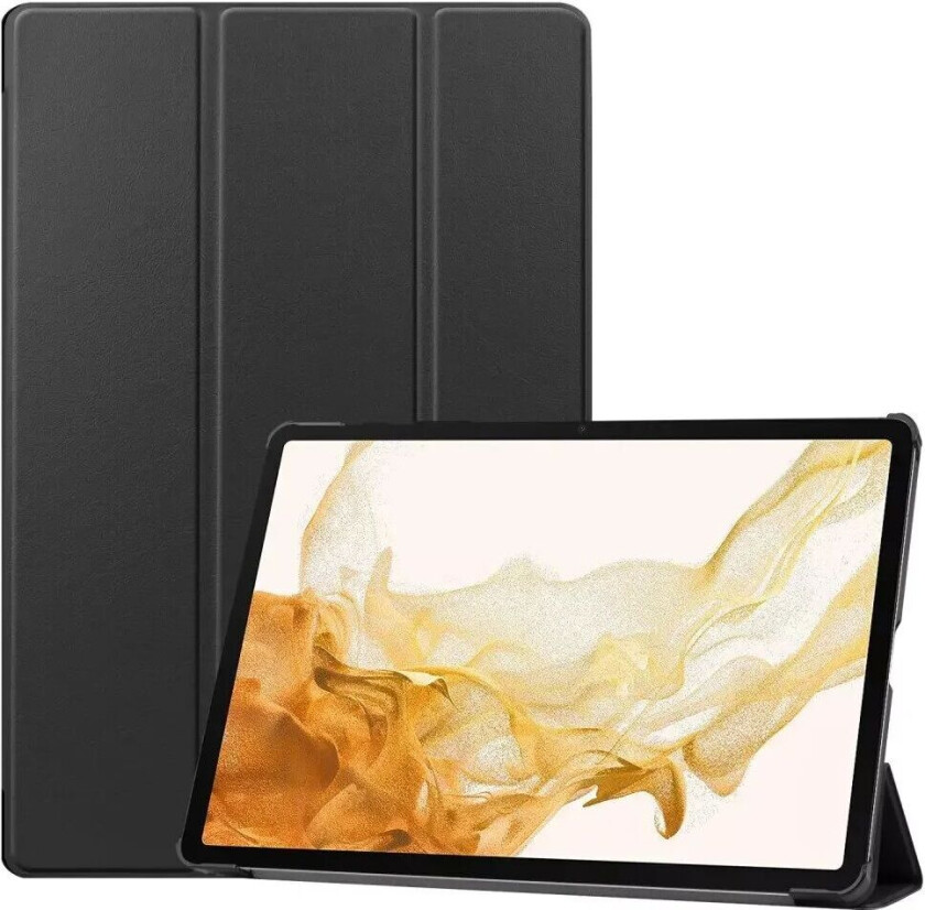 Samsung Galaxy Tab S9+ (Plus) Tri-Fold Skinn Deksel m. Stativfunksjon - Svart