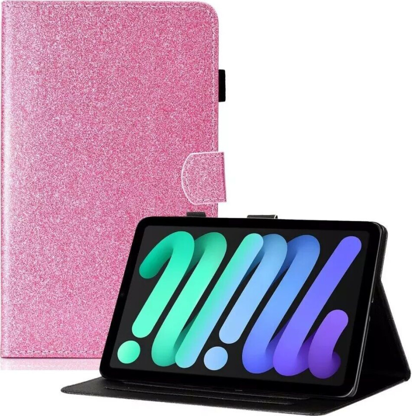 iPad 10.9" (2022) Glitter Deksel m. Stativfunksjoner & Kortholder - Rosa
