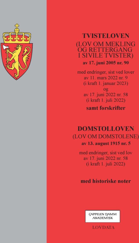 Tvisteloven : (lov om mekling og rettergang i sivile tvister) av 17. juni 2005 nr 90 : med endringer