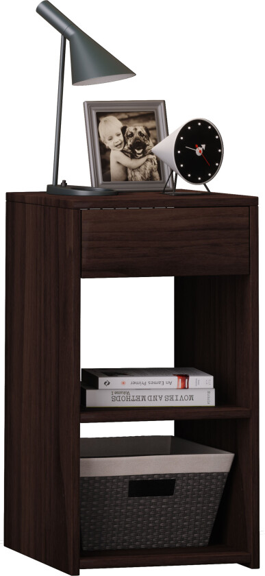 Sledo Maxi nattbord 1 skuff, 2 hylle valnøtt dekor.