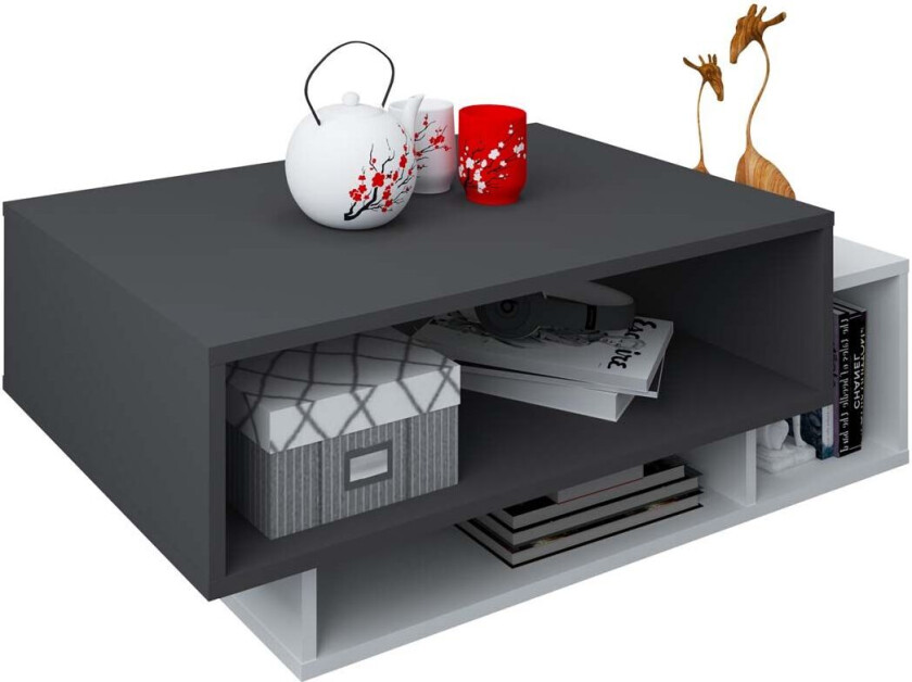 Runila sofabord 2 hyller hvit, antracitt.