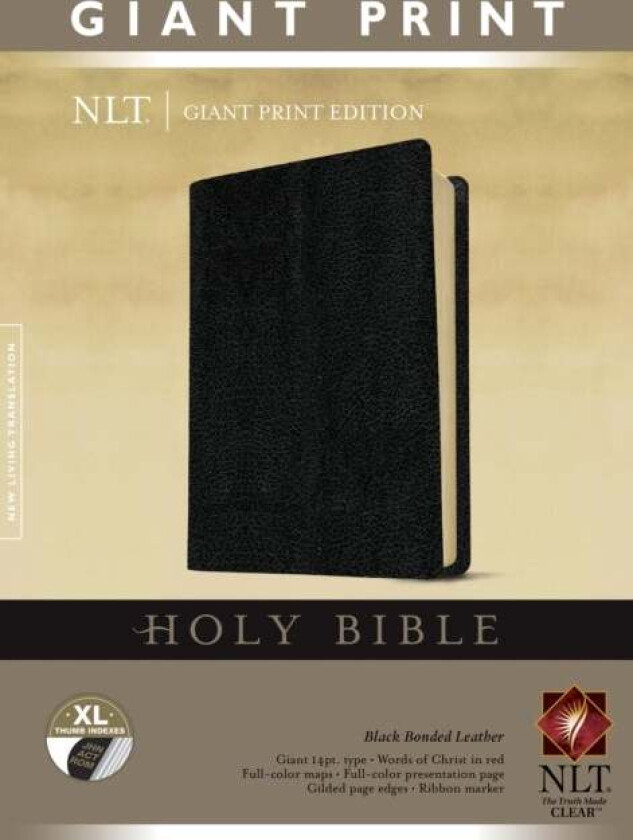 NLT Holy Bible, Giant Print, Black, Indexed av Tyndale