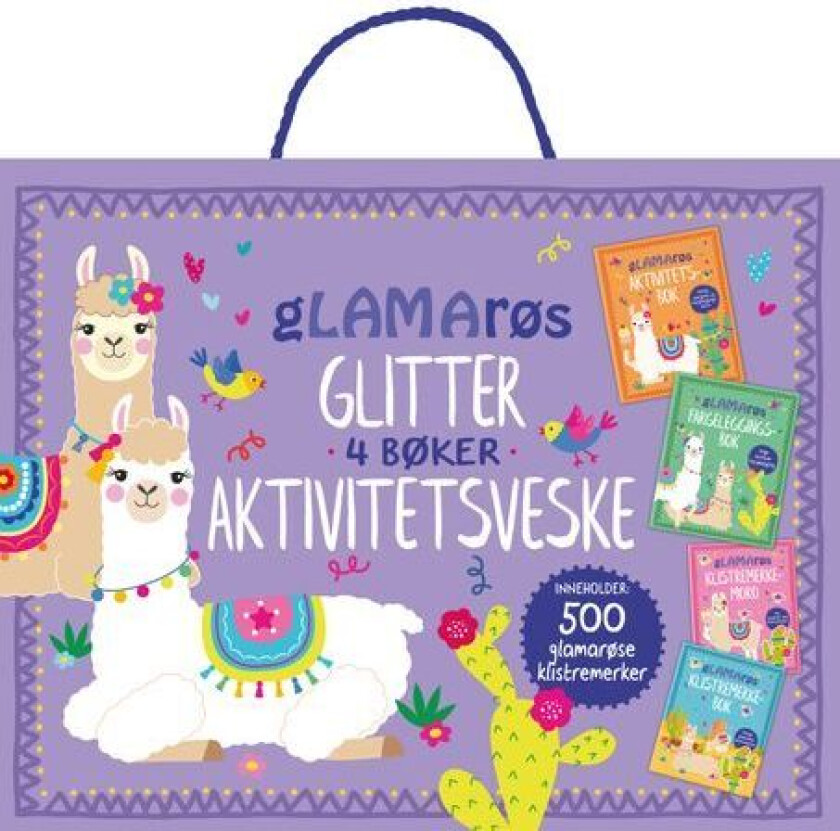 Glamarøs glitteraktivitetsveske. 4 bøker. 500 glamarøse klistremerker
