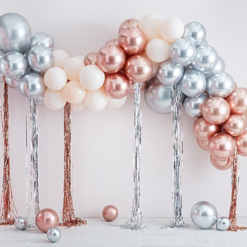 Ballongbue Chrome, 95 Ballonger, 2 glittergardiner