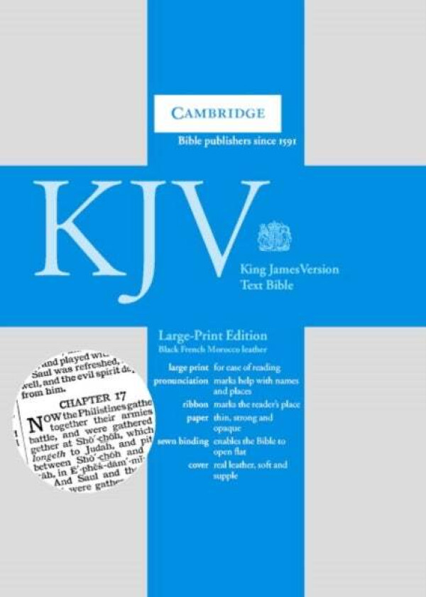 KJV Large Print Text Bible, Black French Morocco Leather, KJ653:T