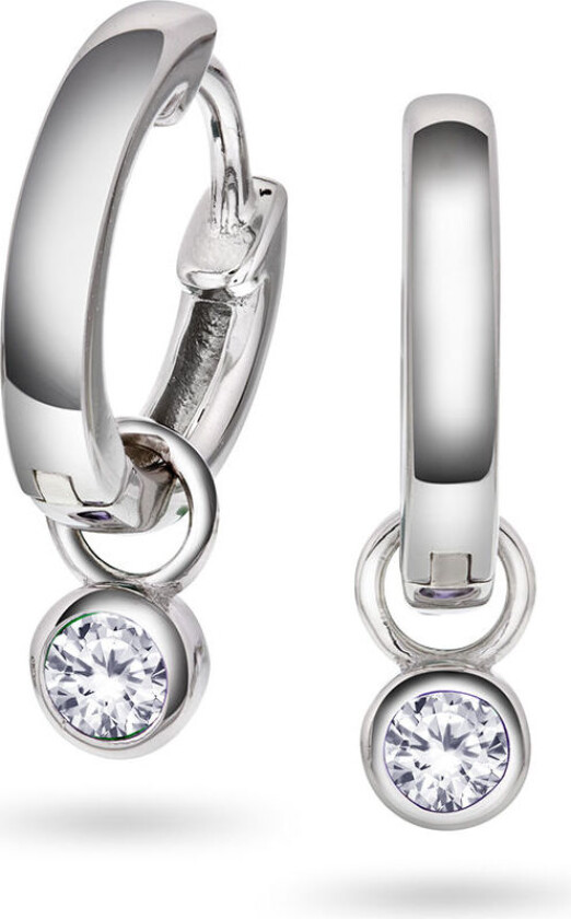 , Øreringer i 925 sølv med hvit zirkonia