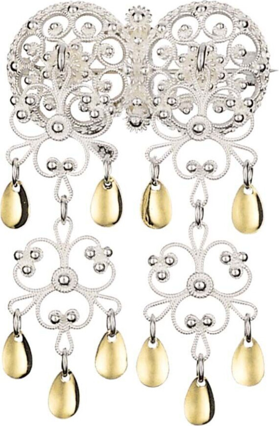 Halsølje Follo i 830 hvitt og forgylt sølv