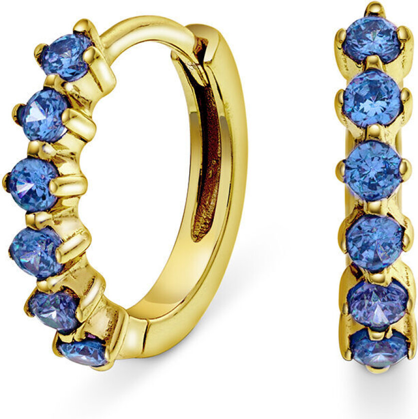 , Øreringer i forgylt sølv med blå zirkonia