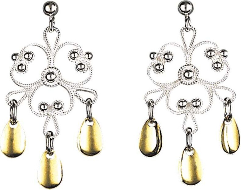 Øredobber i 830 hvitt og forgylt sølv