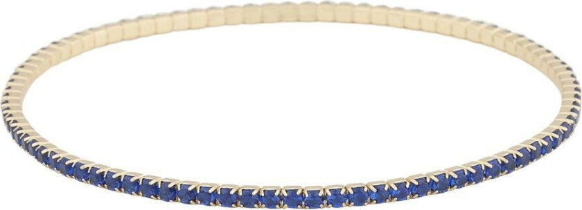 Snö of Sweden Wiz, Armbånd elastisk i forgylt messing med blå zirkonia i størrelse S/M = 16 cm